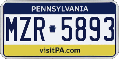 PA license plate MZR5893