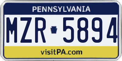 PA license plate MZR5894