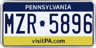 PA license plate MZR5896