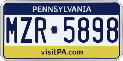 PA license plate MZR5898