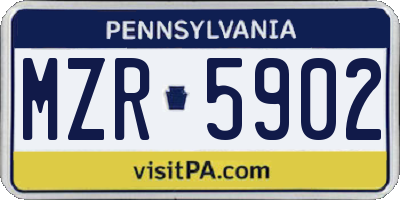 PA license plate MZR5902
