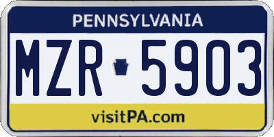 PA license plate MZR5903