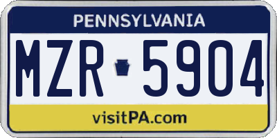 PA license plate MZR5904