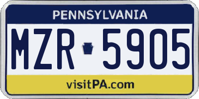 PA license plate MZR5905