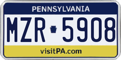 PA license plate MZR5908