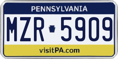 PA license plate MZR5909
