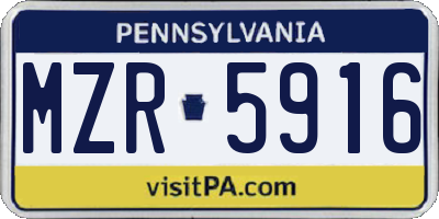 PA license plate MZR5916