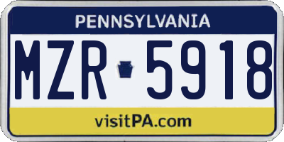 PA license plate MZR5918