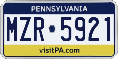 PA license plate MZR5921