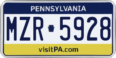 PA license plate MZR5928