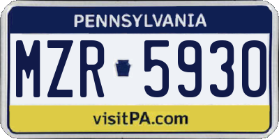 PA license plate MZR5930