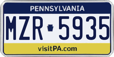 PA license plate MZR5935
