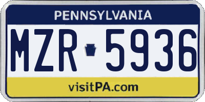 PA license plate MZR5936