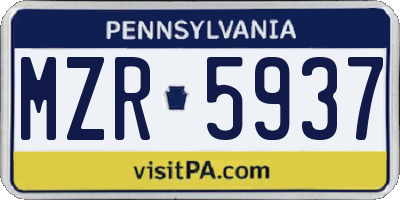 PA license plate MZR5937