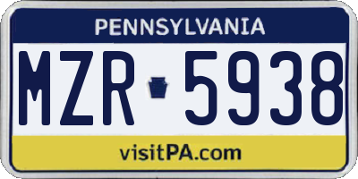 PA license plate MZR5938