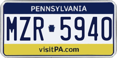 PA license plate MZR5940