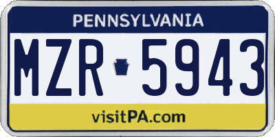 PA license plate MZR5943