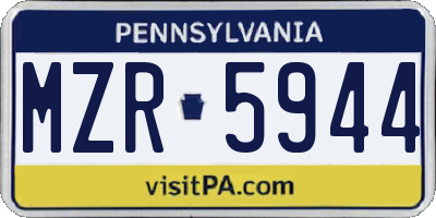 PA license plate MZR5944