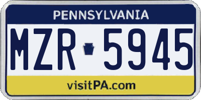 PA license plate MZR5945