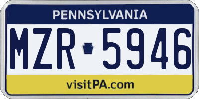 PA license plate MZR5946