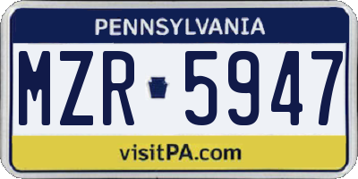 PA license plate MZR5947