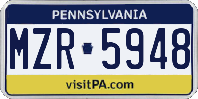 PA license plate MZR5948