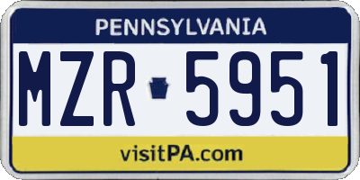 PA license plate MZR5951