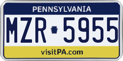 PA license plate MZR5955