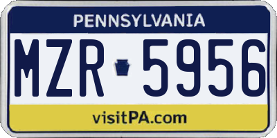 PA license plate MZR5956