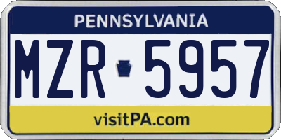 PA license plate MZR5957