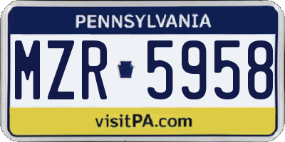 PA license plate MZR5958