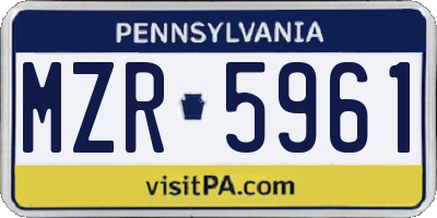 PA license plate MZR5961