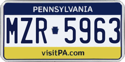 PA license plate MZR5963