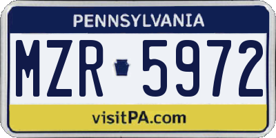 PA license plate MZR5972
