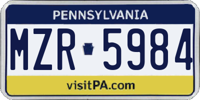 PA license plate MZR5984