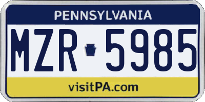 PA license plate MZR5985