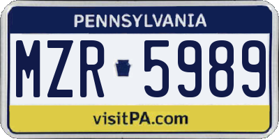 PA license plate MZR5989