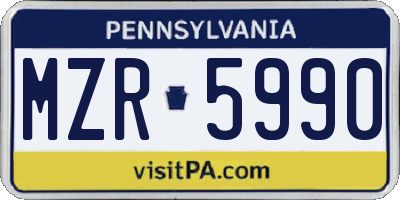 PA license plate MZR5990