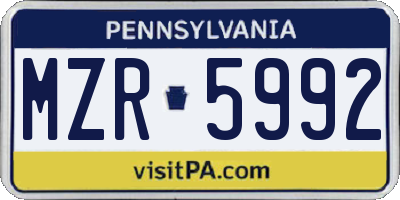 PA license plate MZR5992