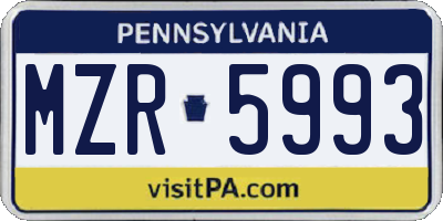 PA license plate MZR5993