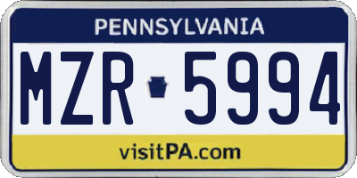 PA license plate MZR5994