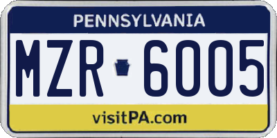 PA license plate MZR6005
