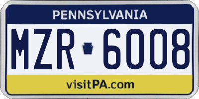 PA license plate MZR6008