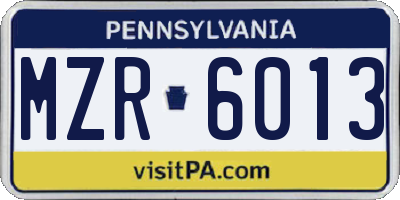 PA license plate MZR6013