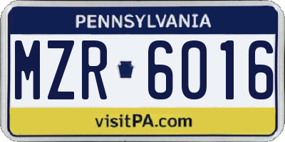 PA license plate MZR6016