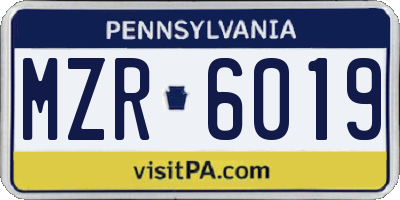 PA license plate MZR6019
