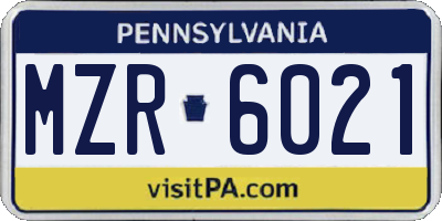 PA license plate MZR6021