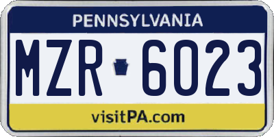 PA license plate MZR6023