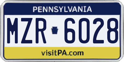 PA license plate MZR6028