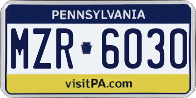PA license plate MZR6030